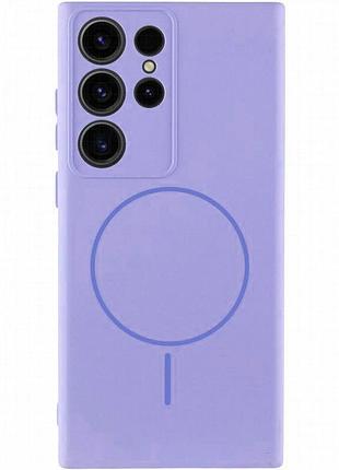 Чехол silicone cover lakshmi full camera (aa) with magnetic fit для samsung galaxy s23 ultra сиреневый / dasheen