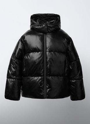 Куртка для дівчинки zara чорна зимова 140, 156, 164 см