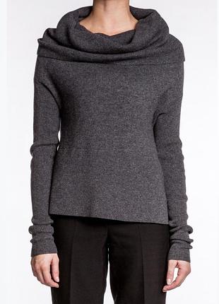 Водолазка жіноча zara knit темно-сірий меланж в рубчик