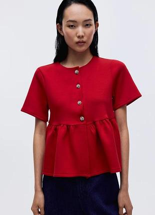 Жіночий топ h&m з баскою червоний xs