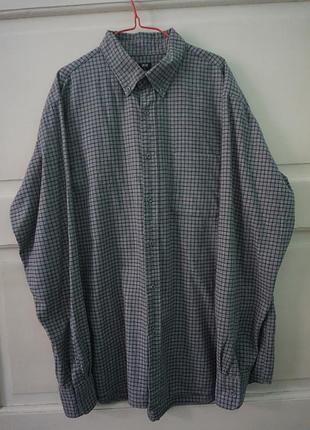 Сорочка, рубашка чоловіча з довгим рукавом, uniqlo, сіра у клітинку, розмір l