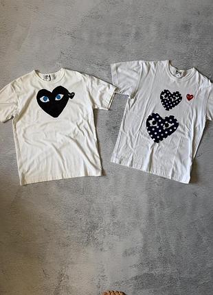 Футболки comme des garcons білі з принтом, дизайнерські, оригінал
