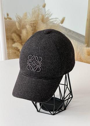 Бейсболка жіноча loewe демісезонна з кашеміром та бавовною темно-сіра