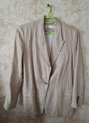 Пиджак zara 100% лён 10