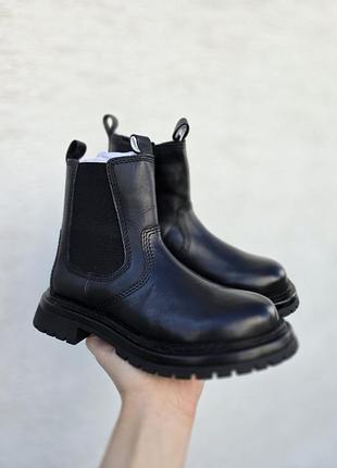 Черевики жіночі zara челсі шкіряні на замку чорні