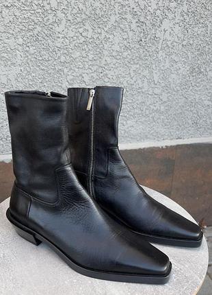 Чоботи жіночі zara чорні шкіряні 38 розмір