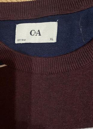 Мужской хлопковый джемпер c&amp;a в стильную полоску, размер xl (сток) 8