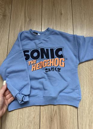 Світшот для хлопчика zara sonic the hedgehog блакитний 86