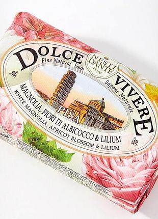 Italy, dolce vivere pisa nesti dante white magnolia,apricot blossom &amp;lilium,нишевое парфюмированное мыло премиум для лица, тела, волос