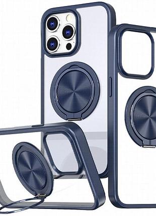 Tpu+pc чехол metal ring with magnetic fit для apple iphone 14 pro max (6.7") синий