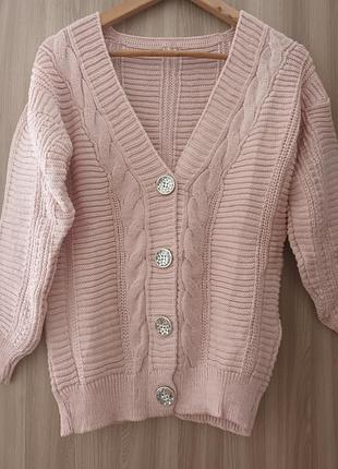 Кардиган жіночий в'язаний pink  daisy рожевого кольору