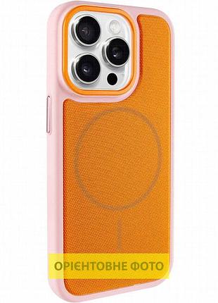 Чехол pc textile hybrid with magnetic fit для apple iphone 15 pro (6.1") pink / orange