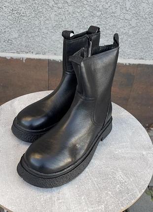 Черевики жіночі zara чорні, розмір 36, шкіряні