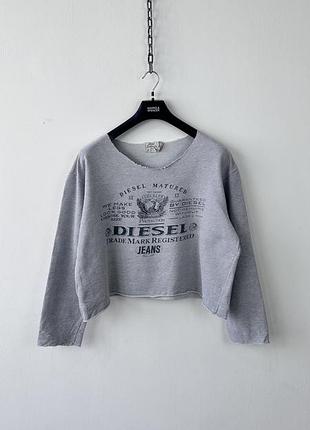 Жіноча вкорочена кофта archive diesel knitting co womens sweatshirt l grey graphic cropped y2k grunge