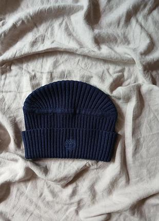 Оригинальная шапка timeberland ribbed beanie (темно-синяя) / мужская шапка тимберленд