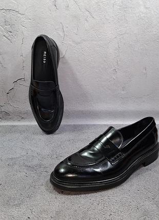 Шкіряні лофери reiss made in italy з гладкої шкіри туфлі італійські лаковані