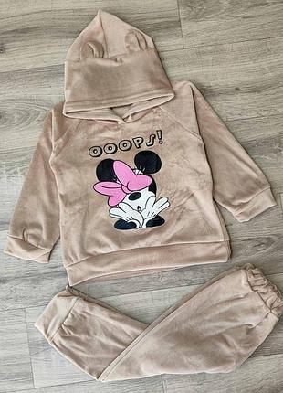 Костюм велюровый на меху "minnie mouse" бежевый