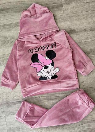 Костюм велюровый на меху "minnie mouse" пудровый