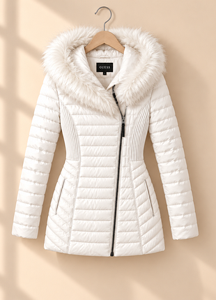 Куртка пуховик пальто guess xs біла нова