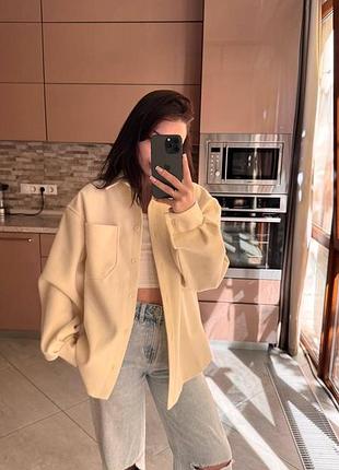 Жіноча кашемірова сорочка-пальто oversize на ґудзиках 42/44/46 молоко, 46
