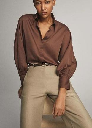Жіноча блуза massimo dutti з коміром коричнева