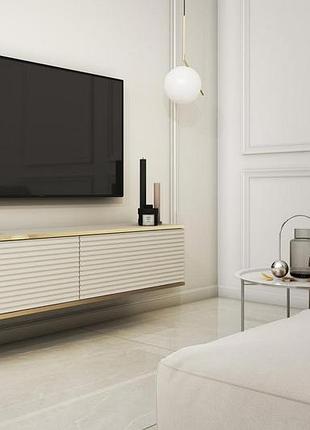 Тумба під телевізор навісна perfect home оро / oro дверна mdf бежевий ( )
