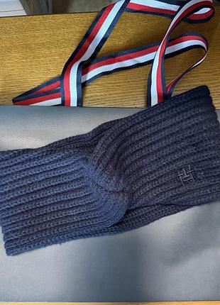 Пов'язка на голову жіноча tommy hilfiger синя в'язана