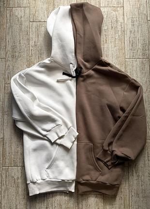 Чоловіче худі casual trend оверсайз біле та какао xxxl / 56–58 (2 шт)