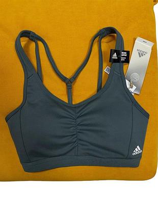 Adidas женский серый спортивный топ бра с чашечками оригинал