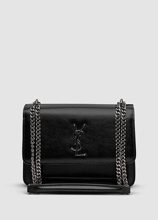 💎 yves saint laurent medium sunset in smooth leather black/silver