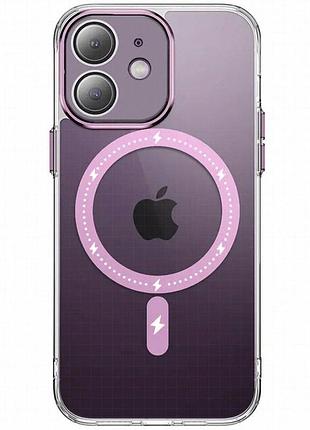 Чехол tpu+pc colorful with magnetic fit для apple iphone 12 (6.1") pink