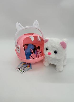 Интерактивная игрушка котенка 16 см с переноской