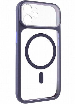 Чехол tpu+pc getman moon clear with magnetic fit для apple iphone 12 (6.1") blue