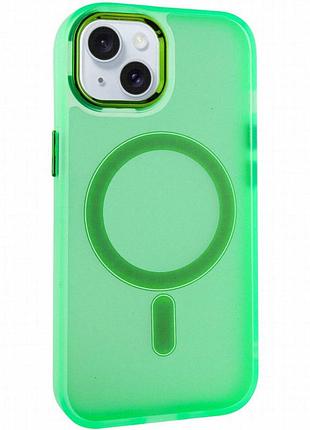 Чехол tpu+pc lily with magnetic fit для apple iphone 15 (6.1") neon green