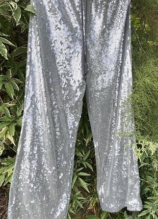 Брюки штани жіночі asos design палаццо сірі з паєтками