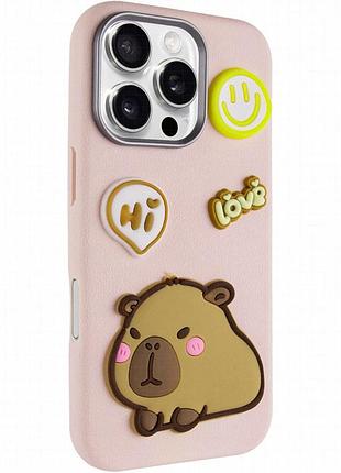 Чохол tpu leather toys для apple iphone 16 pro (6.3") capybara / pink