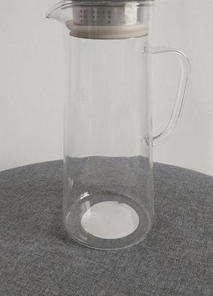 Глечик із кришкою скляний 1,5л