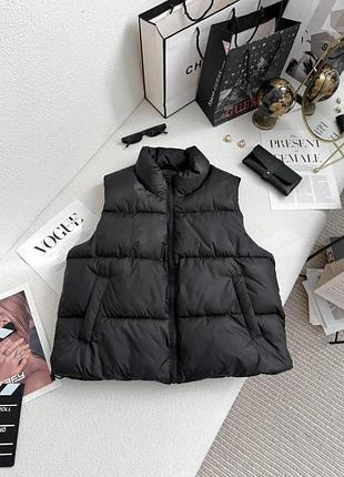 Жіноча утеплена жилетка oversize з еко-пухом та регулюванням по талії