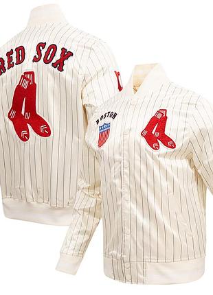 Men's boston red sox pro standard cream cooperstown collection pinstripe retro classic satin full-snap jacket