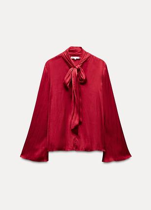 Блуза червона сатинова zara
