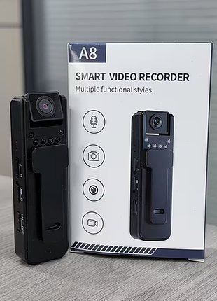Мини боди-камера a8 smart video recorder с клипсой и ночным видением – портативный нагрудный full hd 1080p видеорегистратор, дикто