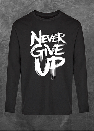 Лонгслив унисекс с принтом never give up база черная l