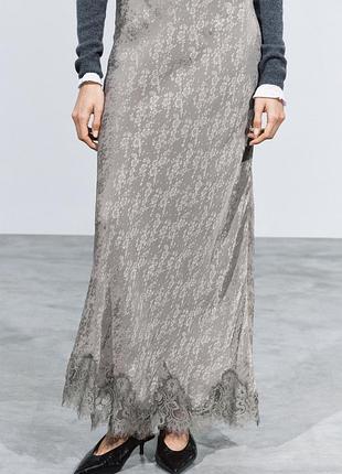 Сіра жакарадова спідниця жіноча zara new