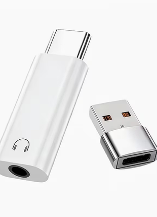 Универсальный аудиокомплект 2-в-1 адаптер usb-c на 3.5mm mini-jack + переходник usb-a