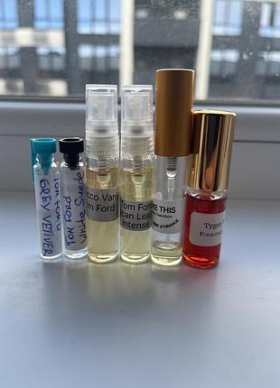 Tom ford white suede, grey vetiver, tobacco vanille, tuscan leather, etat libre d'orange eldo tilda swinton like this, francesca bianchi tyger tyger