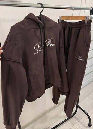 Спортивний костюм жіночий loro piana темно-шоколадний флісовий