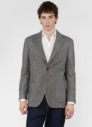 Пиджак мужской, шерсть, charles tyrwitt серый, ёлочка, р. 40r.