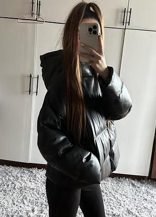 🖤 стильная чёрная куртка из экокожи