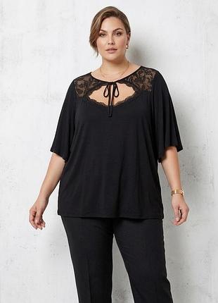 ✨ ефектна футболка shein з мереживною вставкою ✨плюс сайз