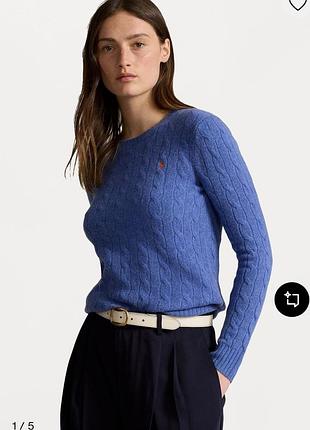 Светр polo ralph lauren women blue cable-knit wool-cashmere sweater
оригинал